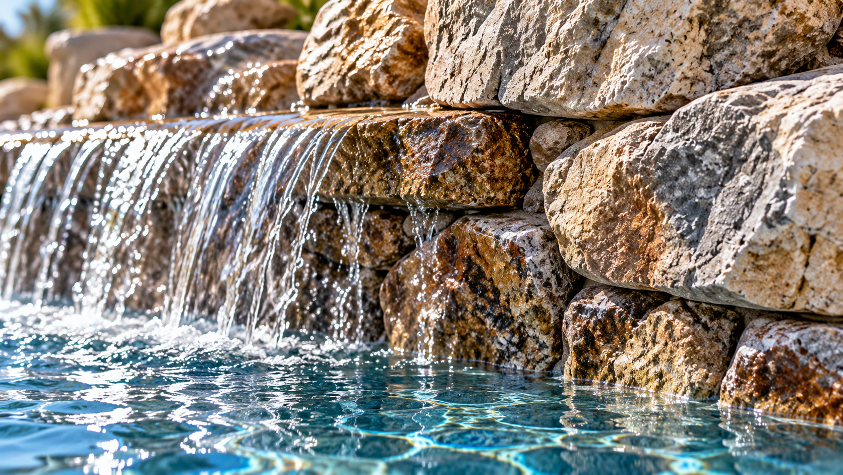 Pool construction integrated with Hill Country stonework